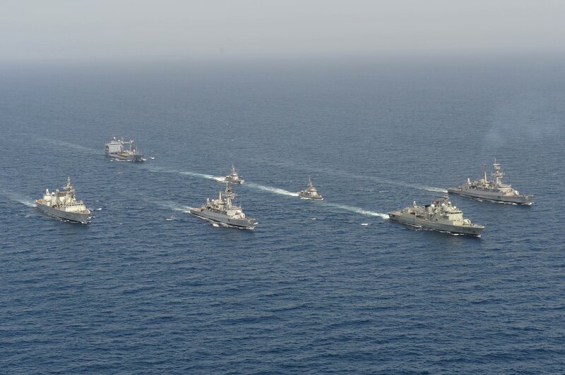 Naval Fleet in Formation — Blue, Calm