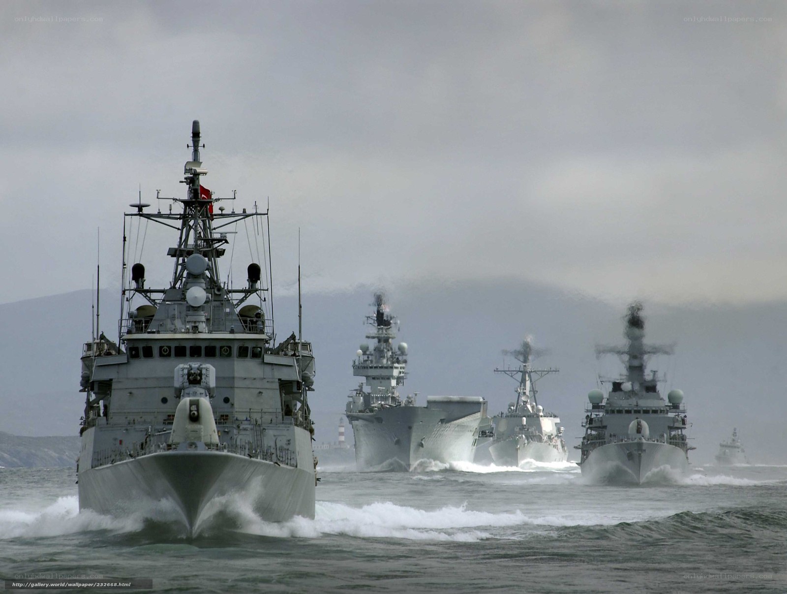 Naval fleet in formation