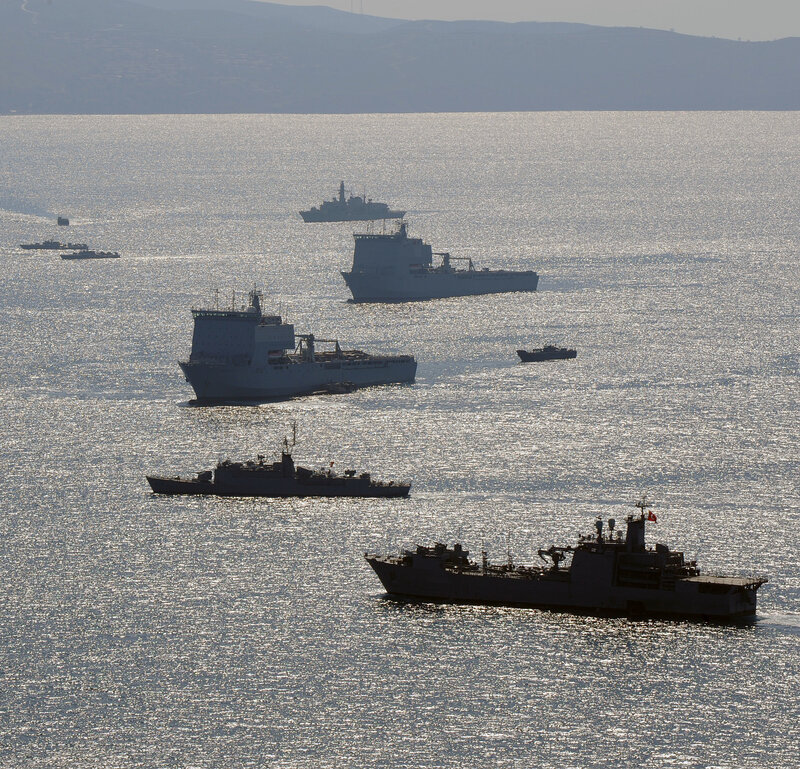 Naval fleet in the sea