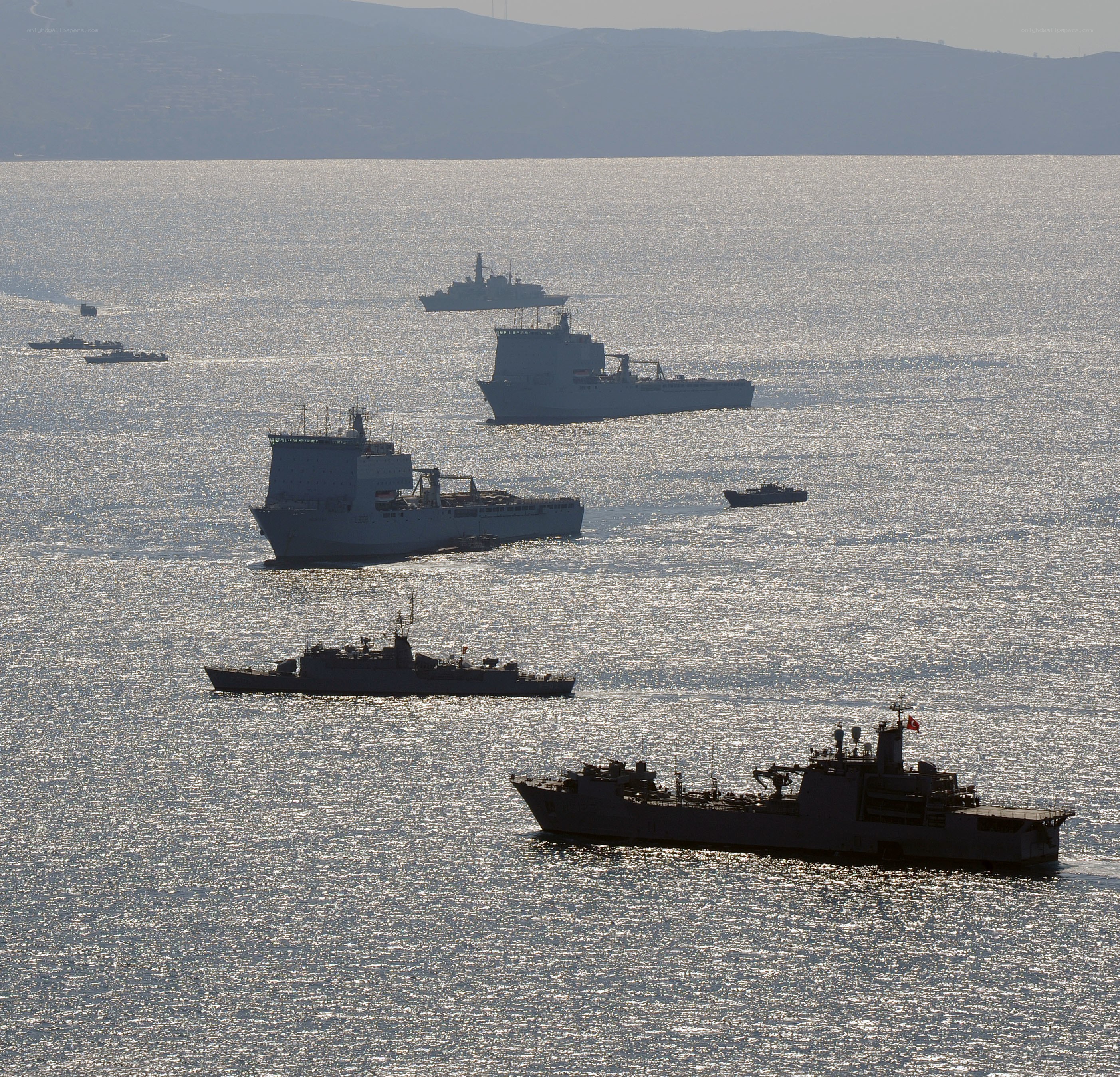 Naval fleet in the sea