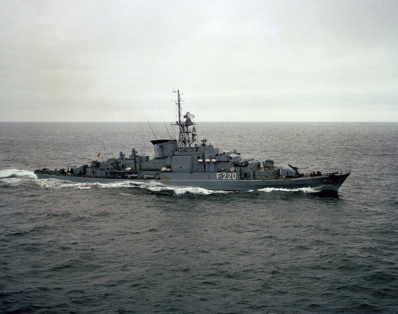 Naval Frigate at Sea — Gray, Overcast