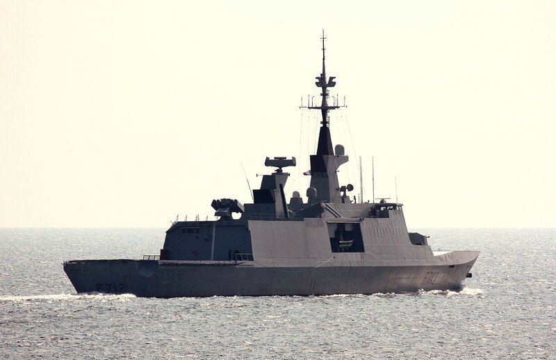 Naval Frigate at Sea — Gray