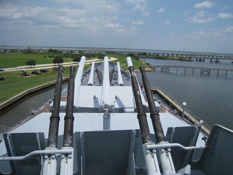 Naval Guns on Ship Deck