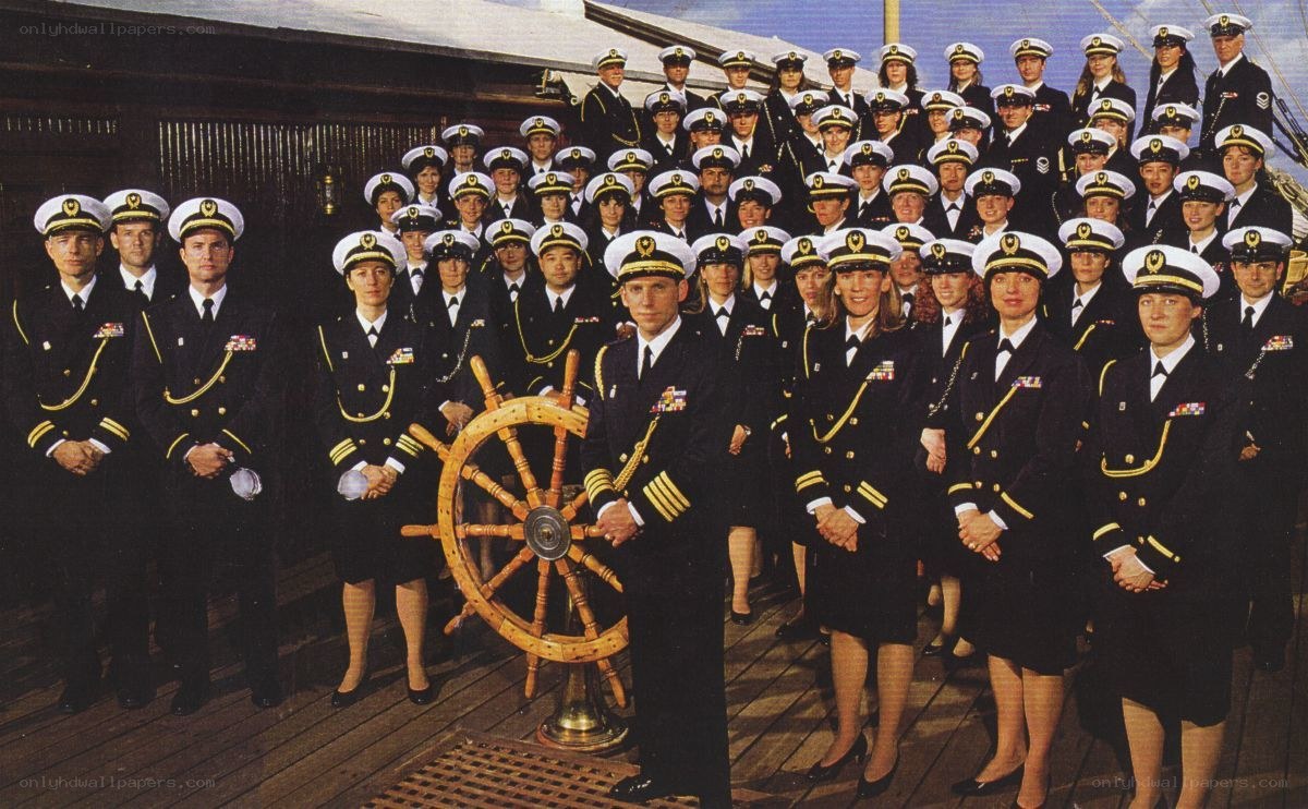 Naval officers on ship deck