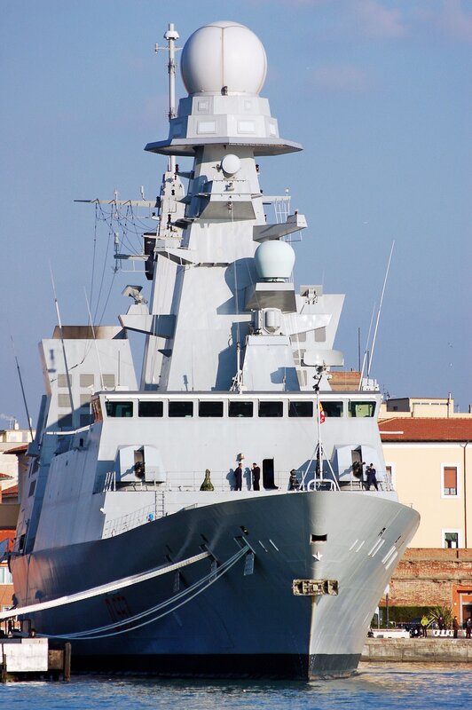 Naval ship at port