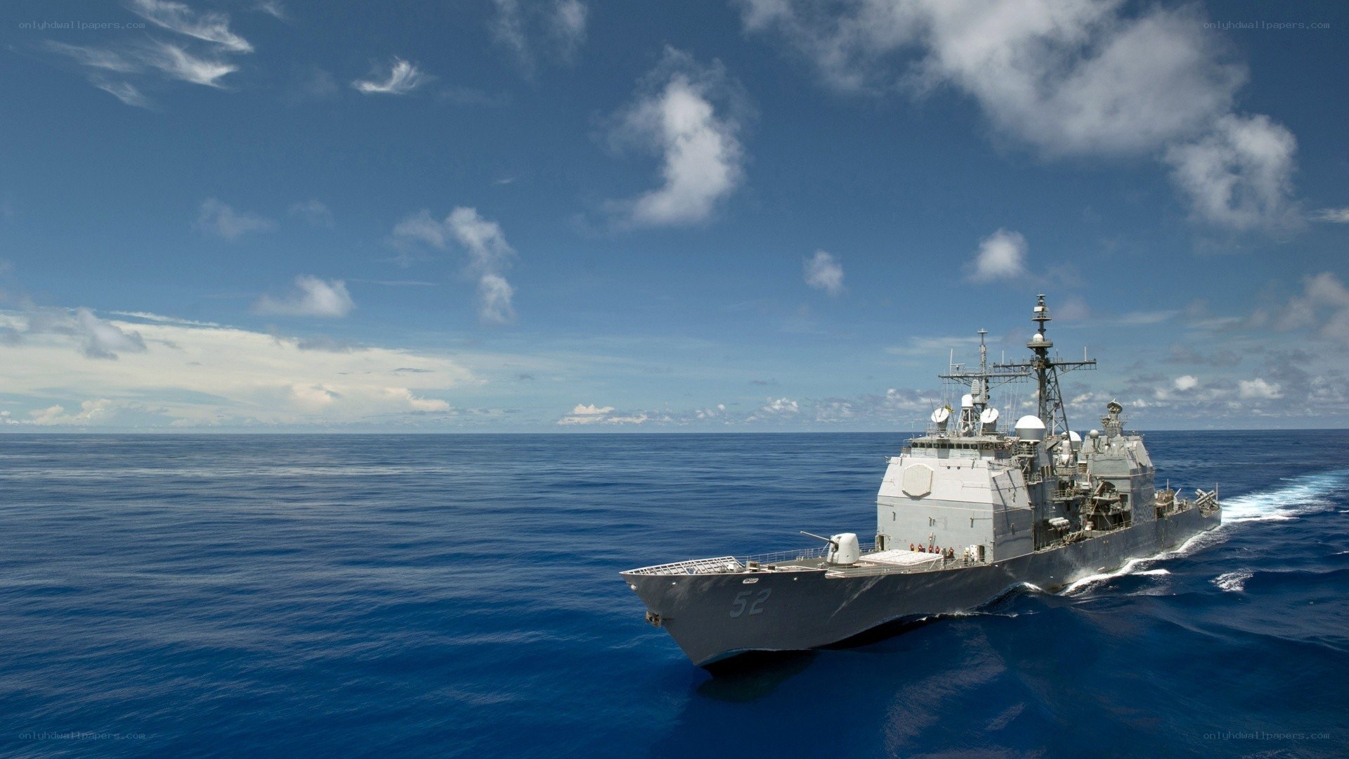 Naval ship at sea