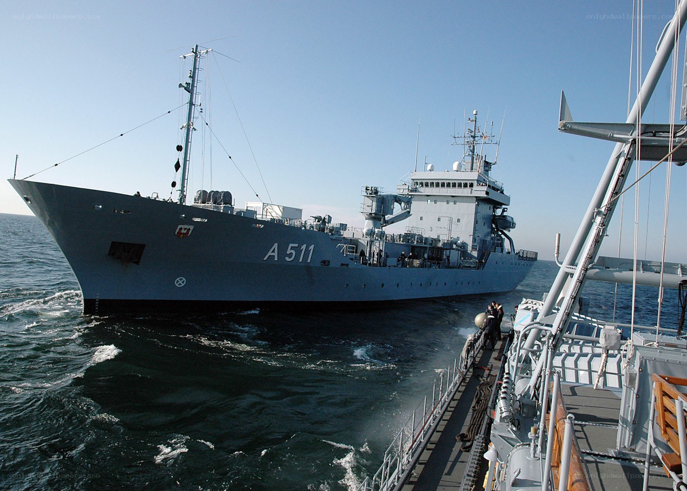Naval ship at sea