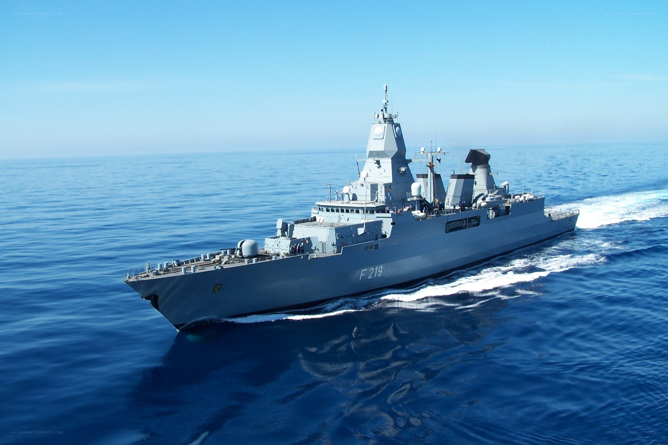 Naval ship at sea