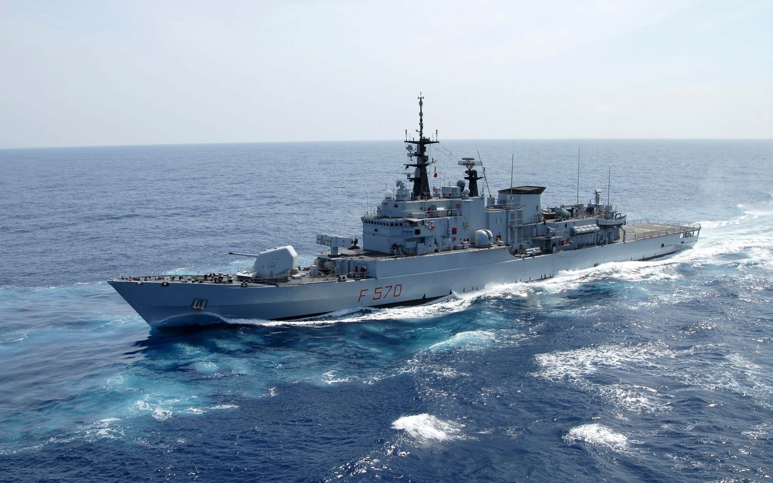 Naval ship at sea