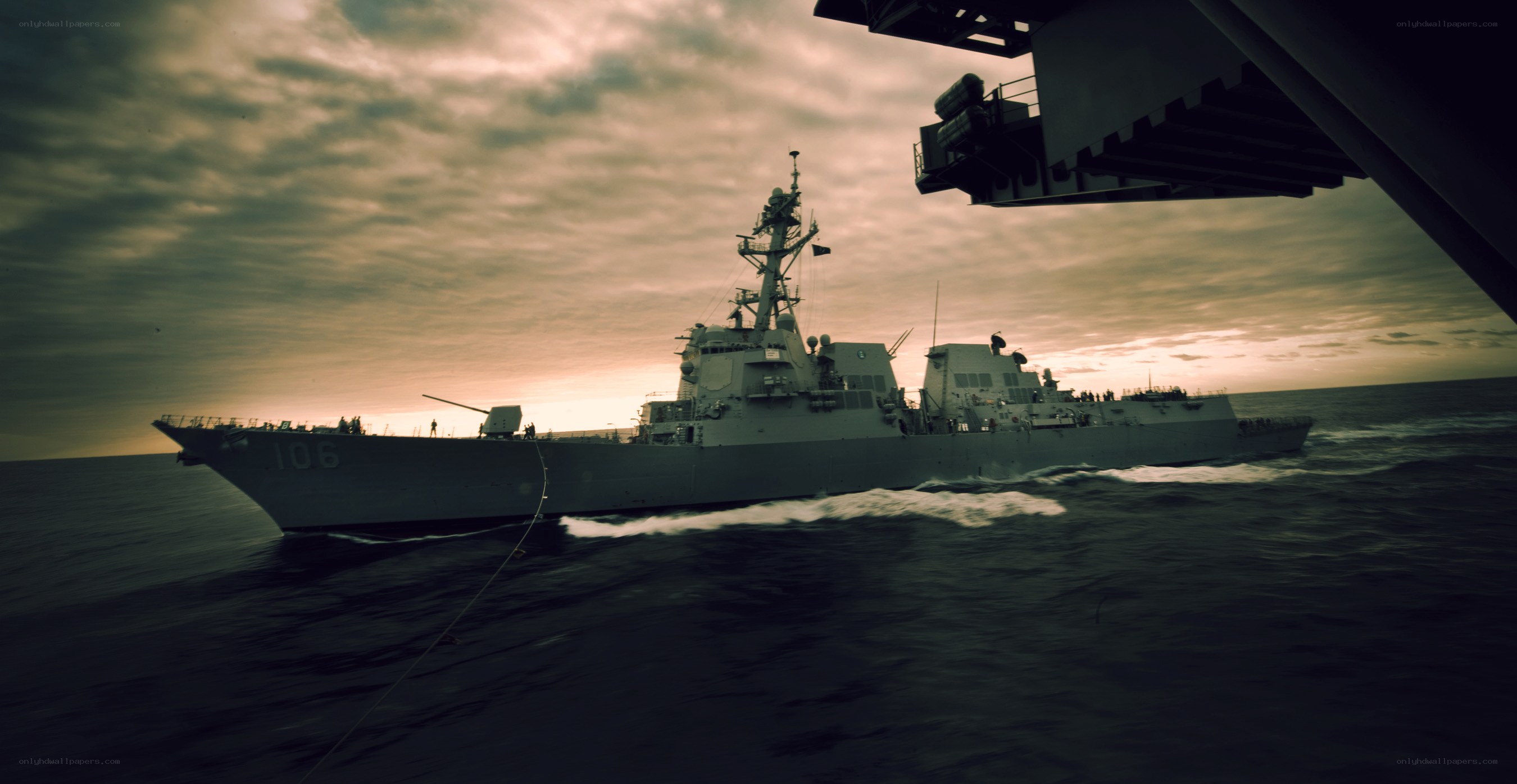 Naval ship at sea
