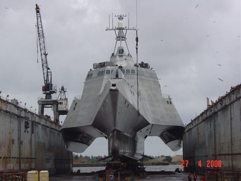 Naval Ship in Dry Dock — Gray