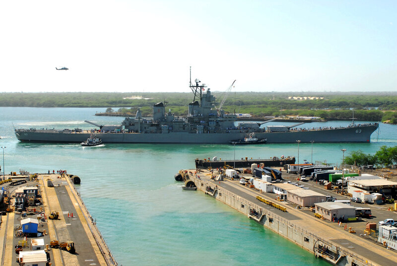 Naval ship in harbor