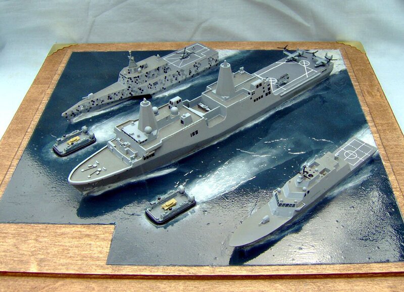 Naval ship model diorama
