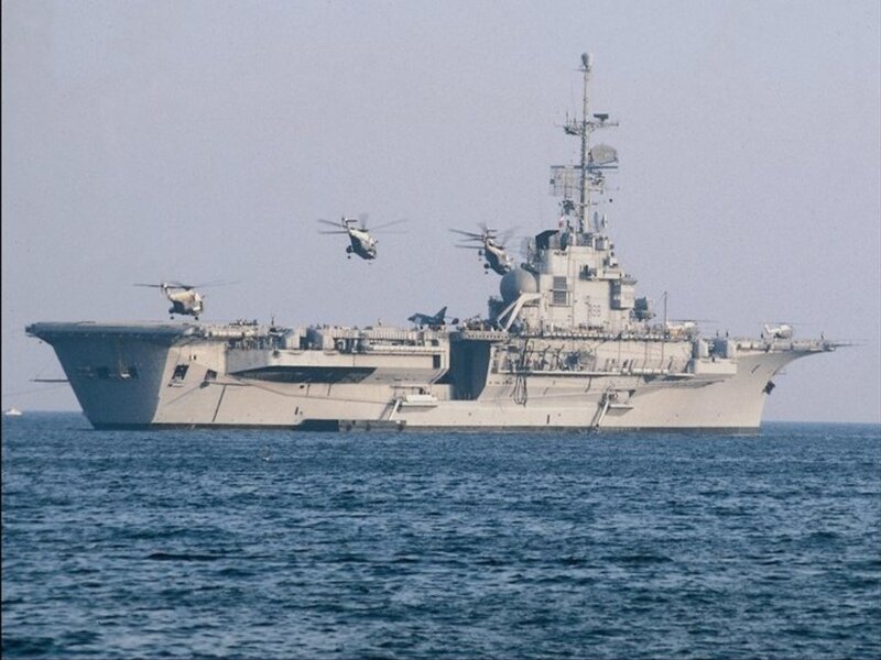 Naval ship with helicopters