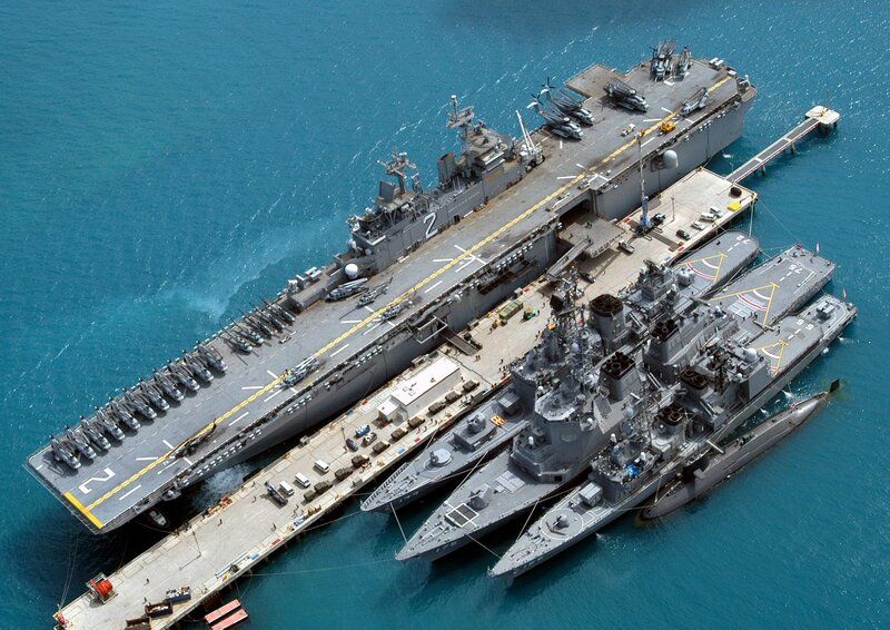 Naval ships at port