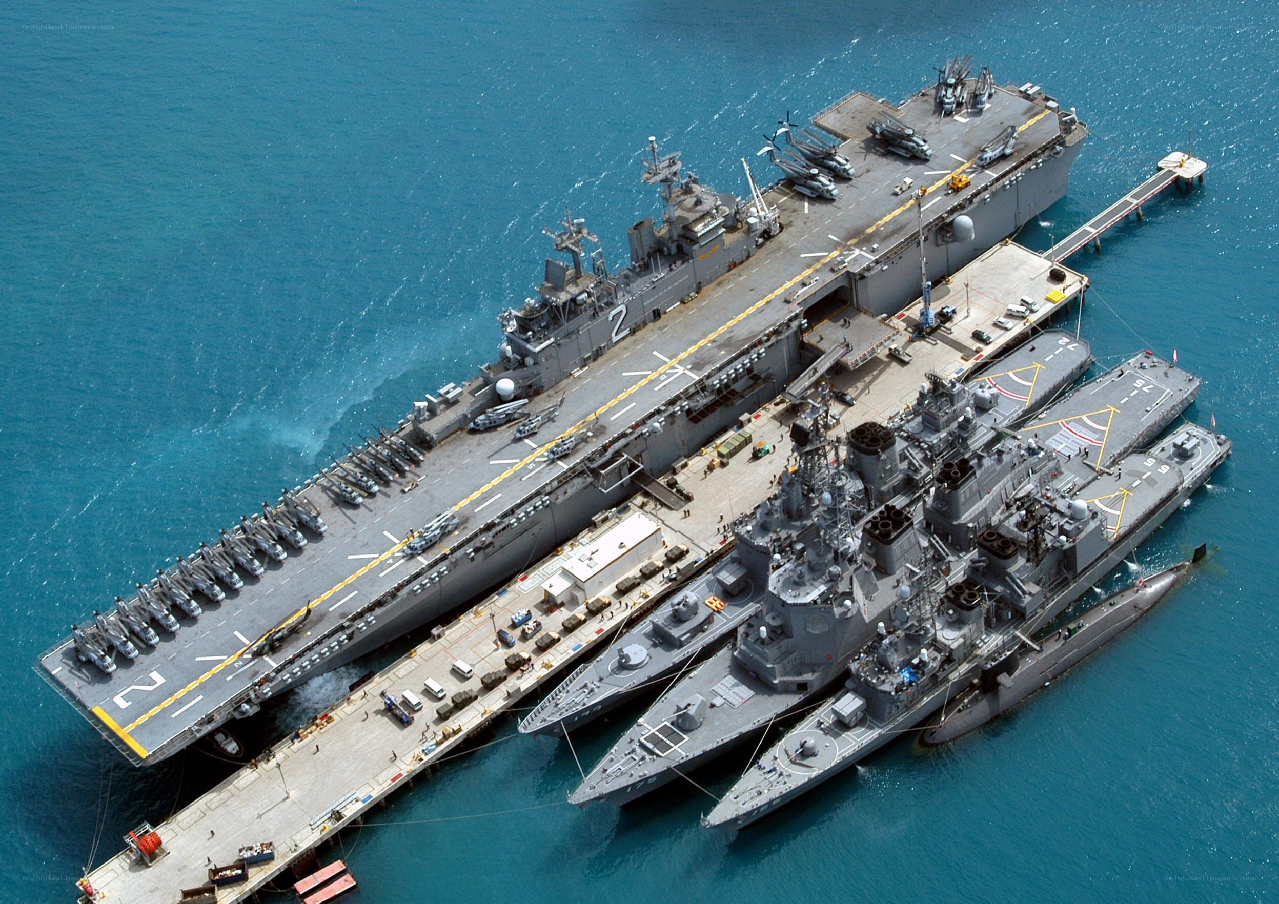 Naval ships at port