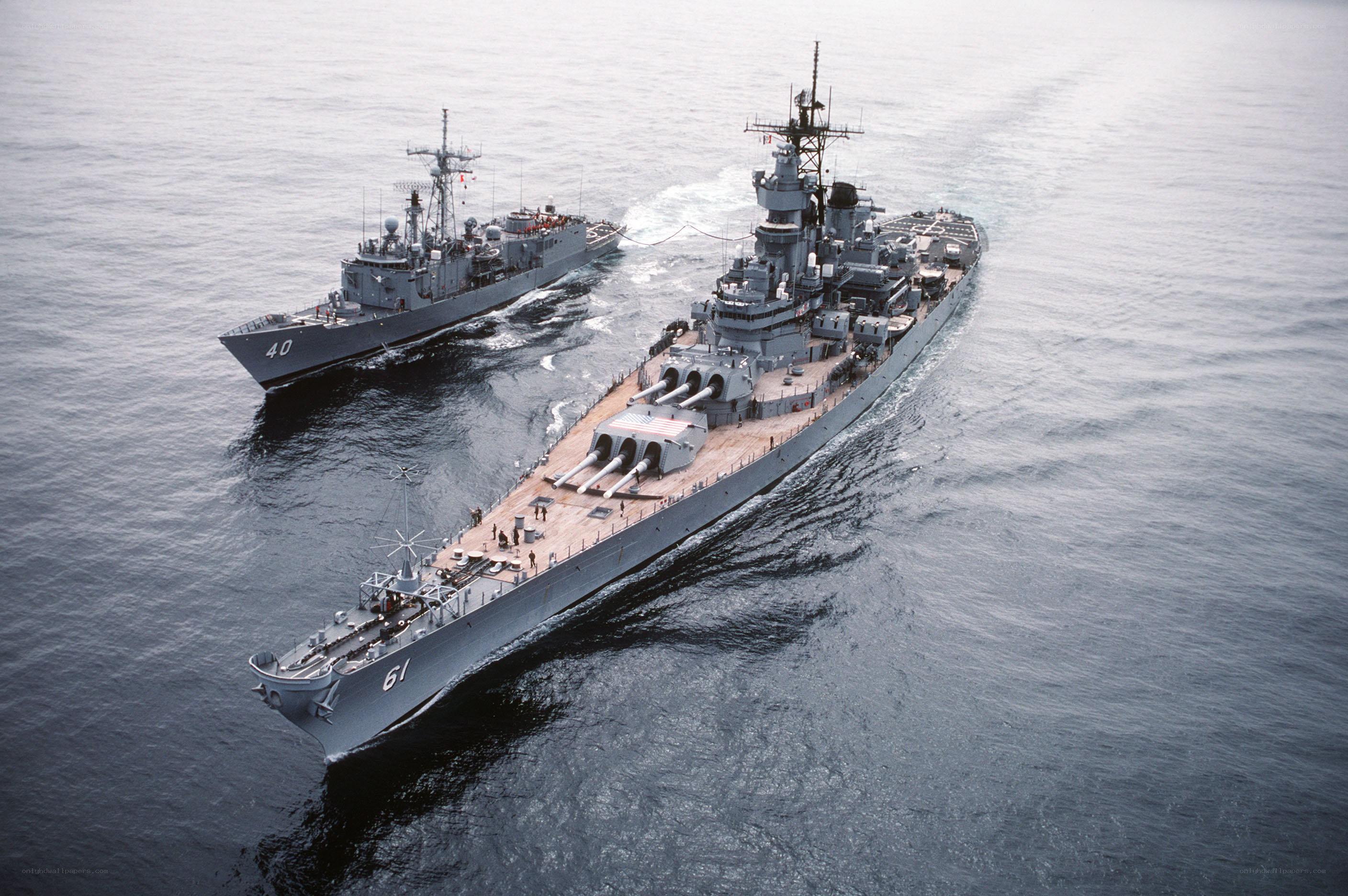 Naval ships at sea