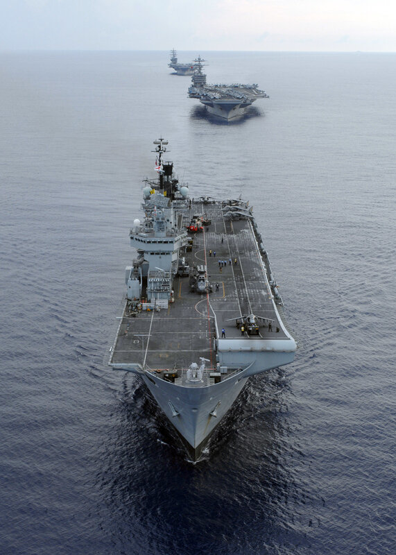 Naval ships at sea