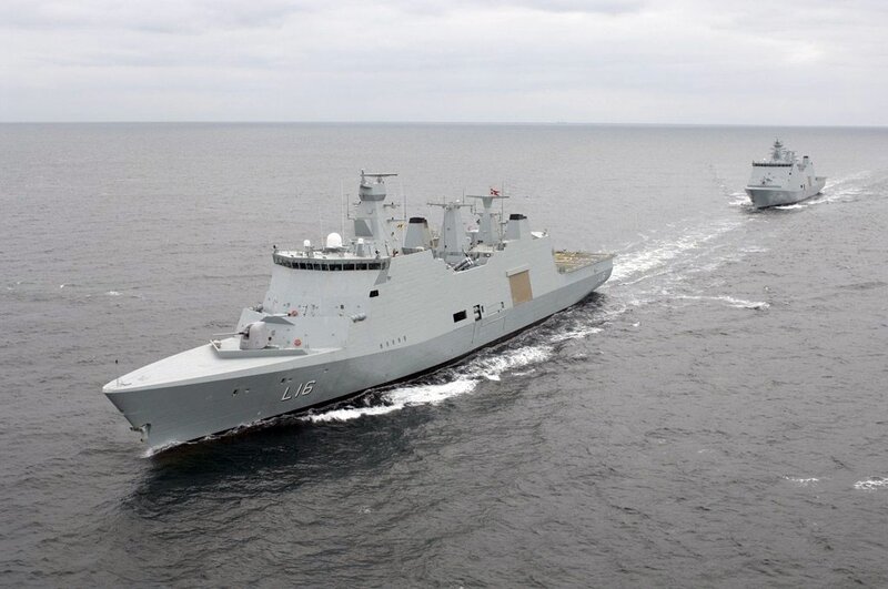 Naval ships at sea