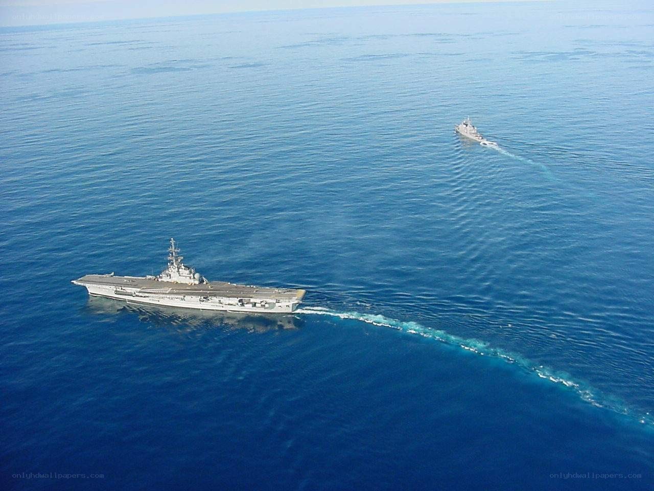 Naval ships at sea