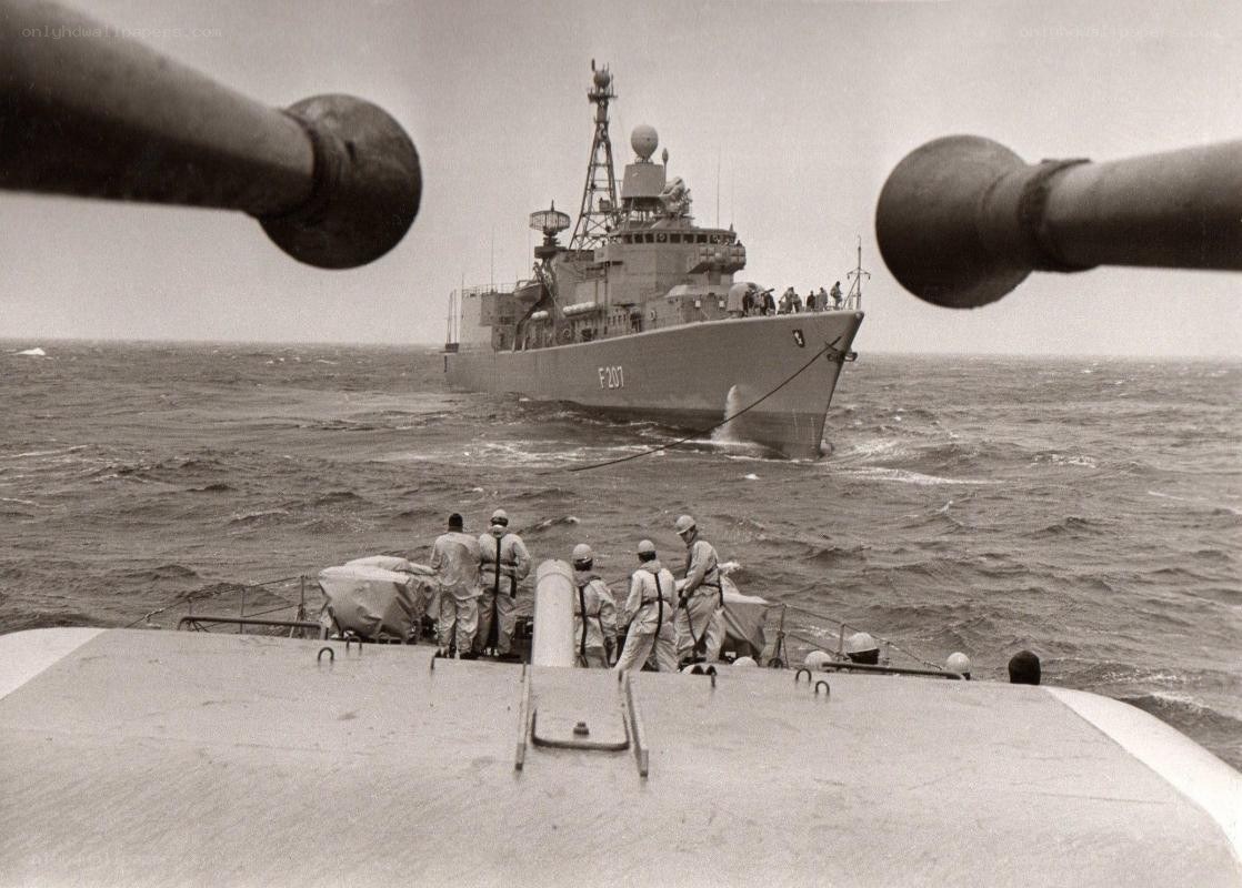 Naval ships at sea
