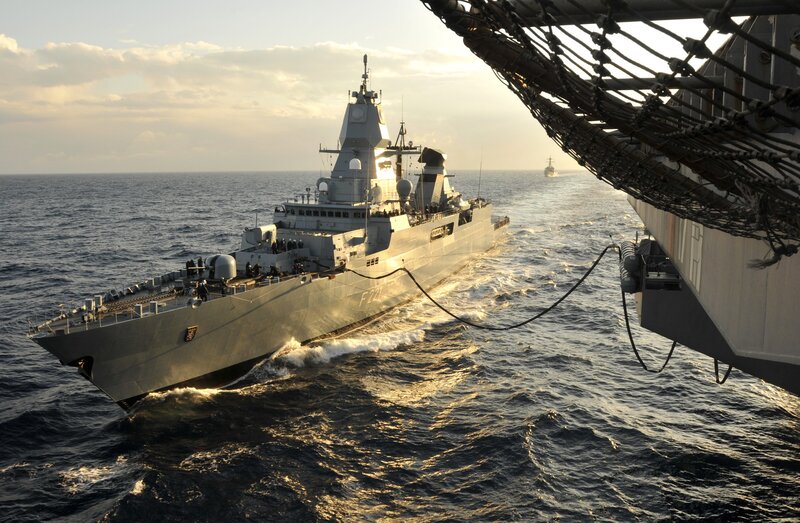 Naval ships at sea