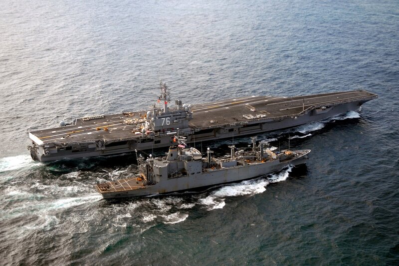 Naval ships at sea