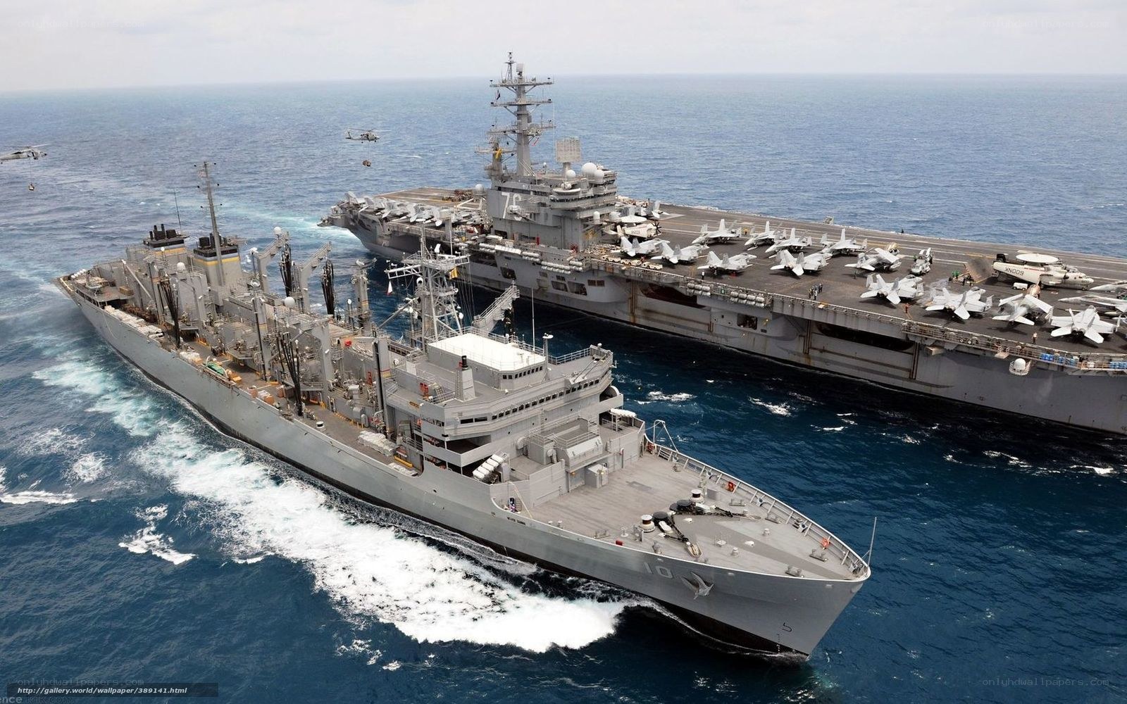 Naval ships at sea