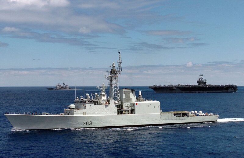 Naval Ships at Sea — Blue, Calm