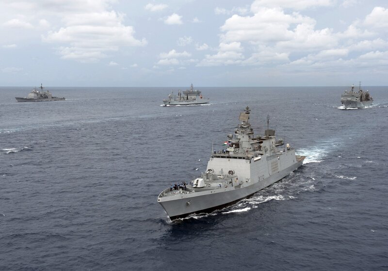 Naval Ships at Sea — Gray, Calm, Afternoon
