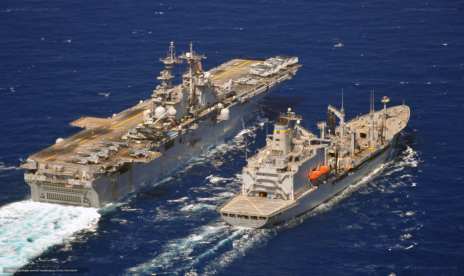 Naval ships at sea