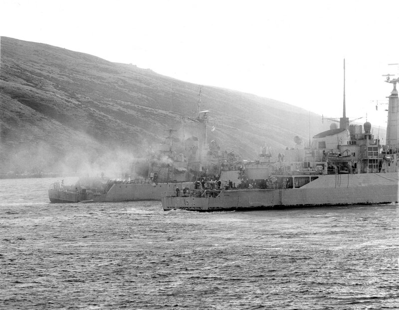 Naval ships in a harbor