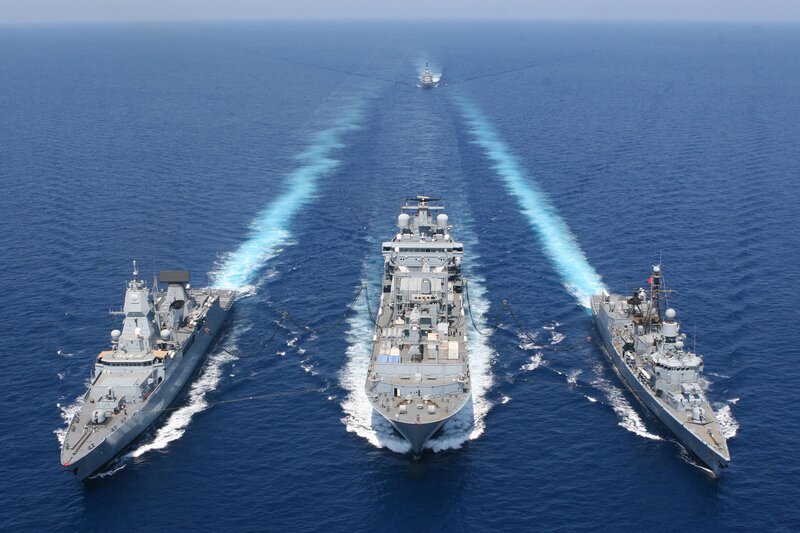 Naval ships in formation