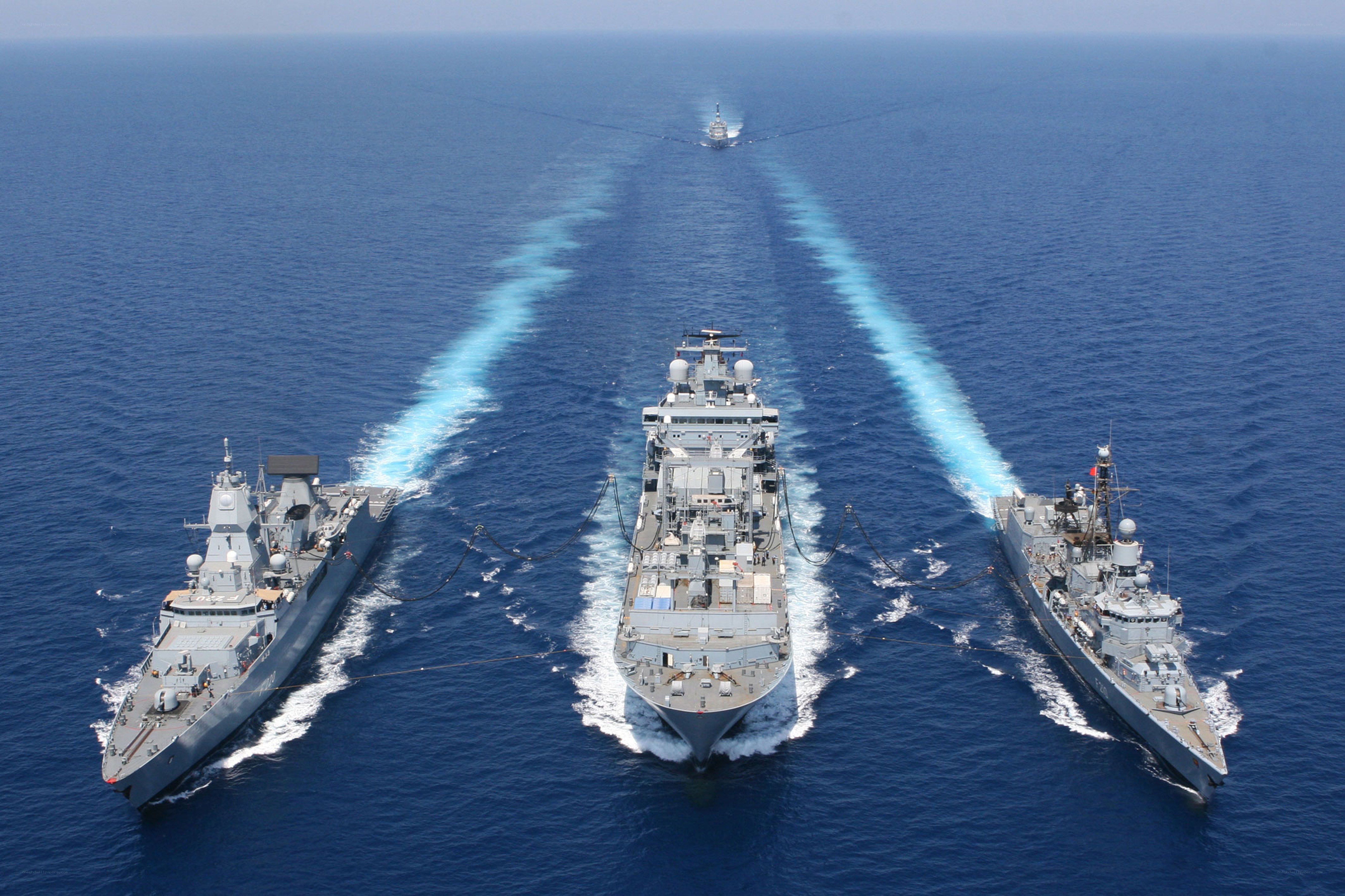 Naval ships in formation