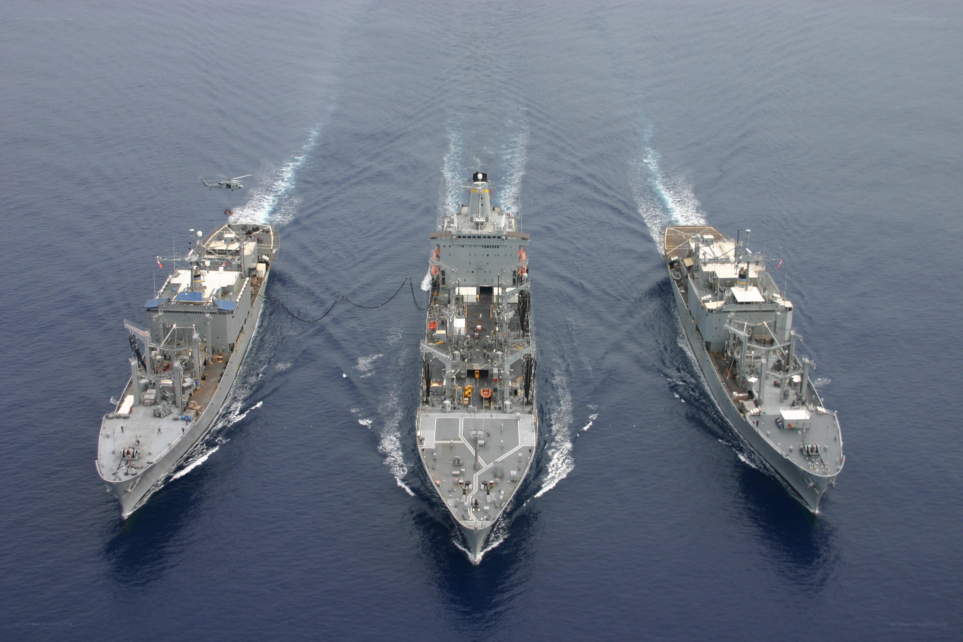 Naval ships in formation