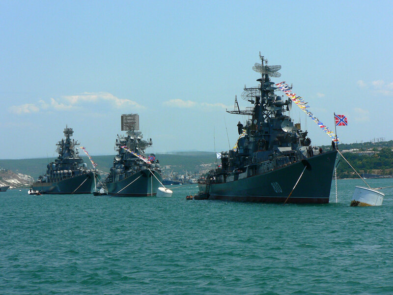 Naval ships in harbor