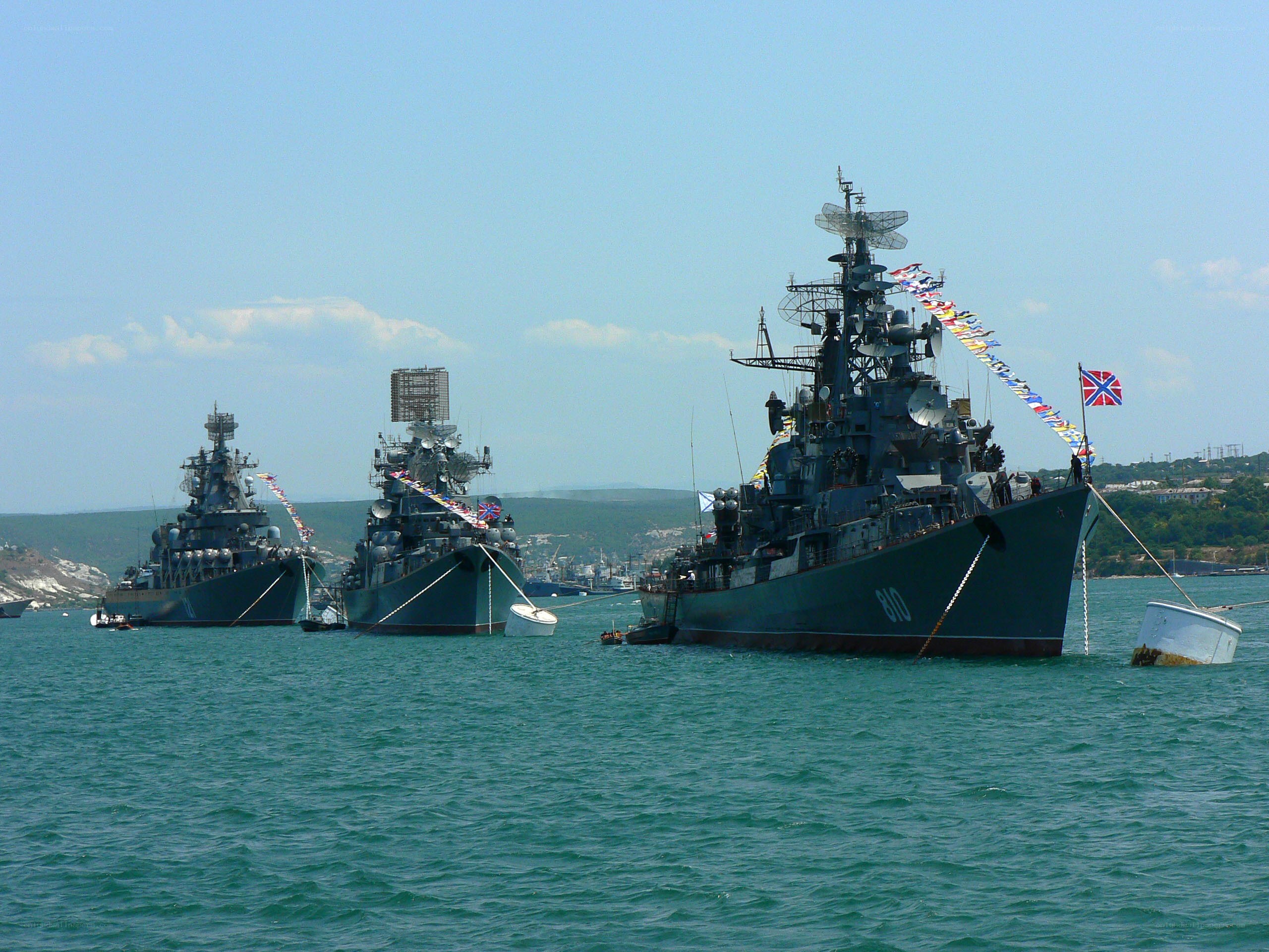 Naval ships in harbor