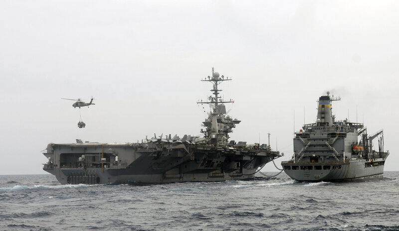 Naval ships in open sea