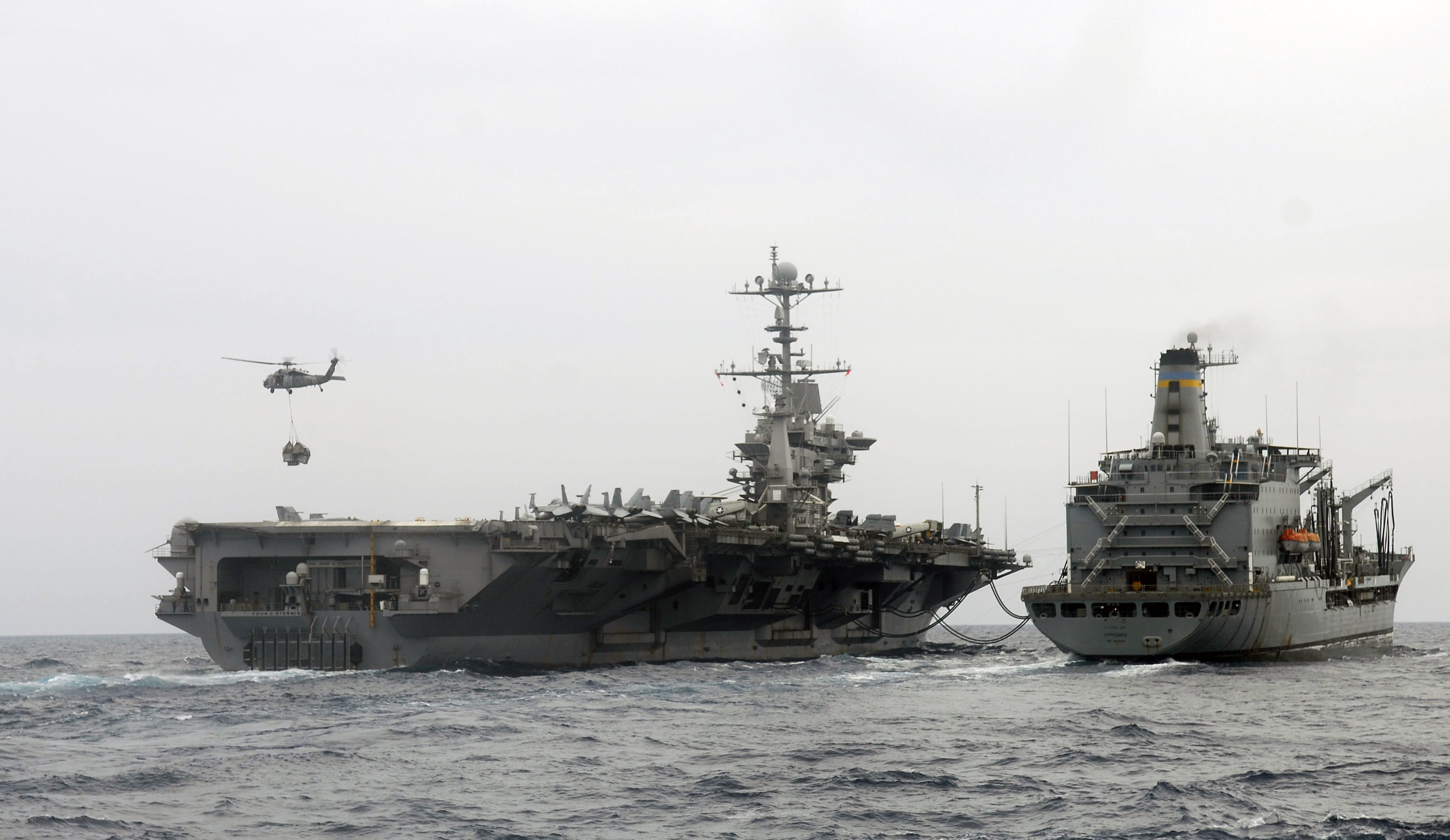 Naval ships in open sea