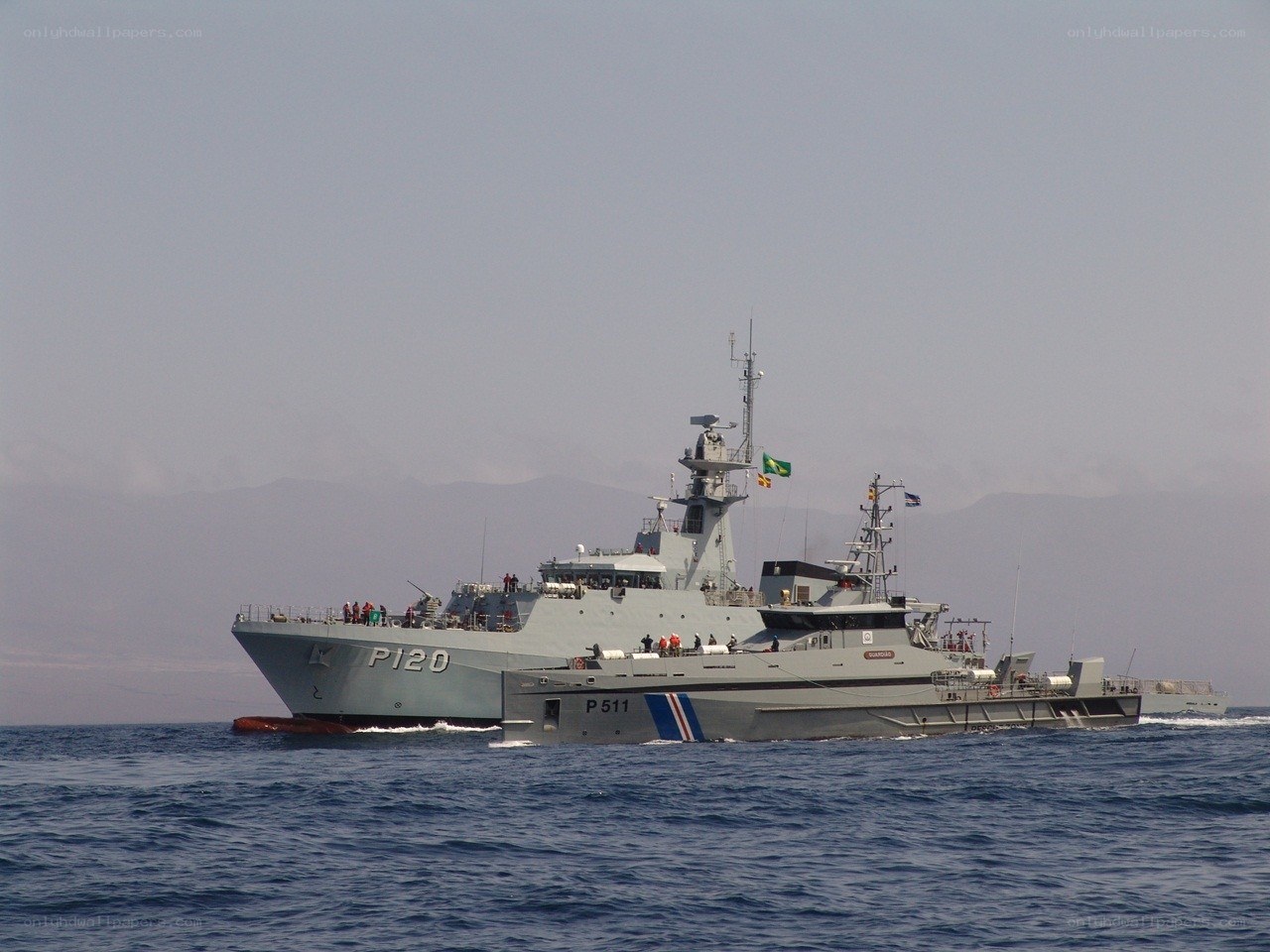 Naval vessels at sea