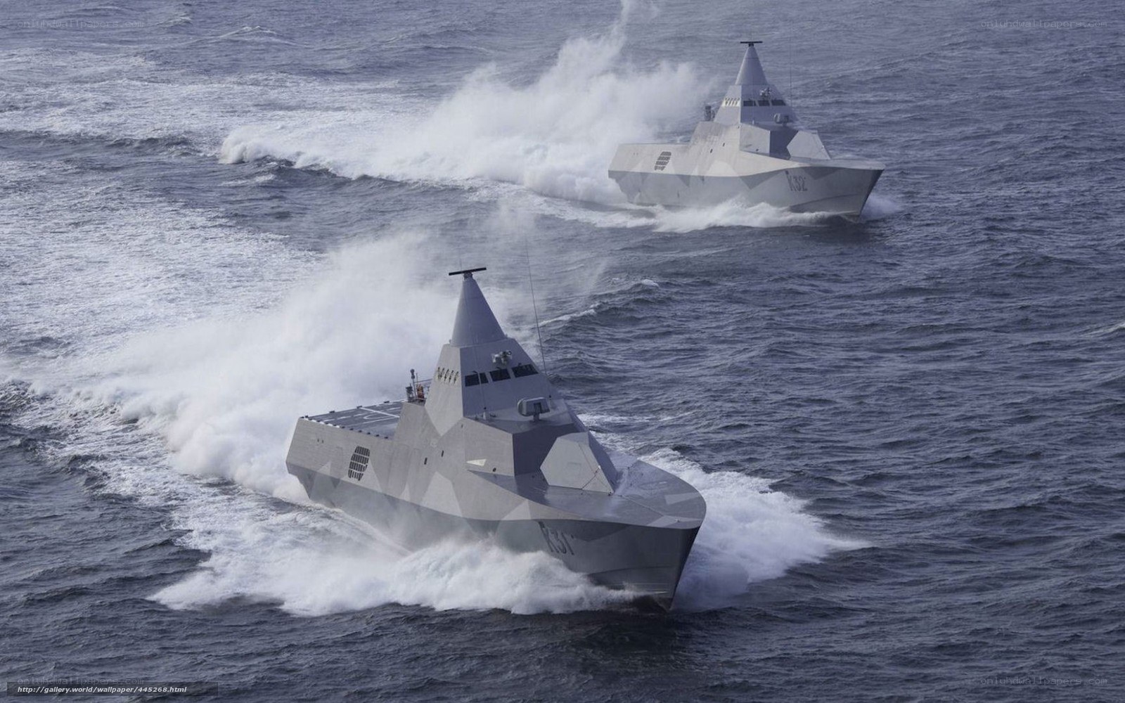 Naval vessels at sea