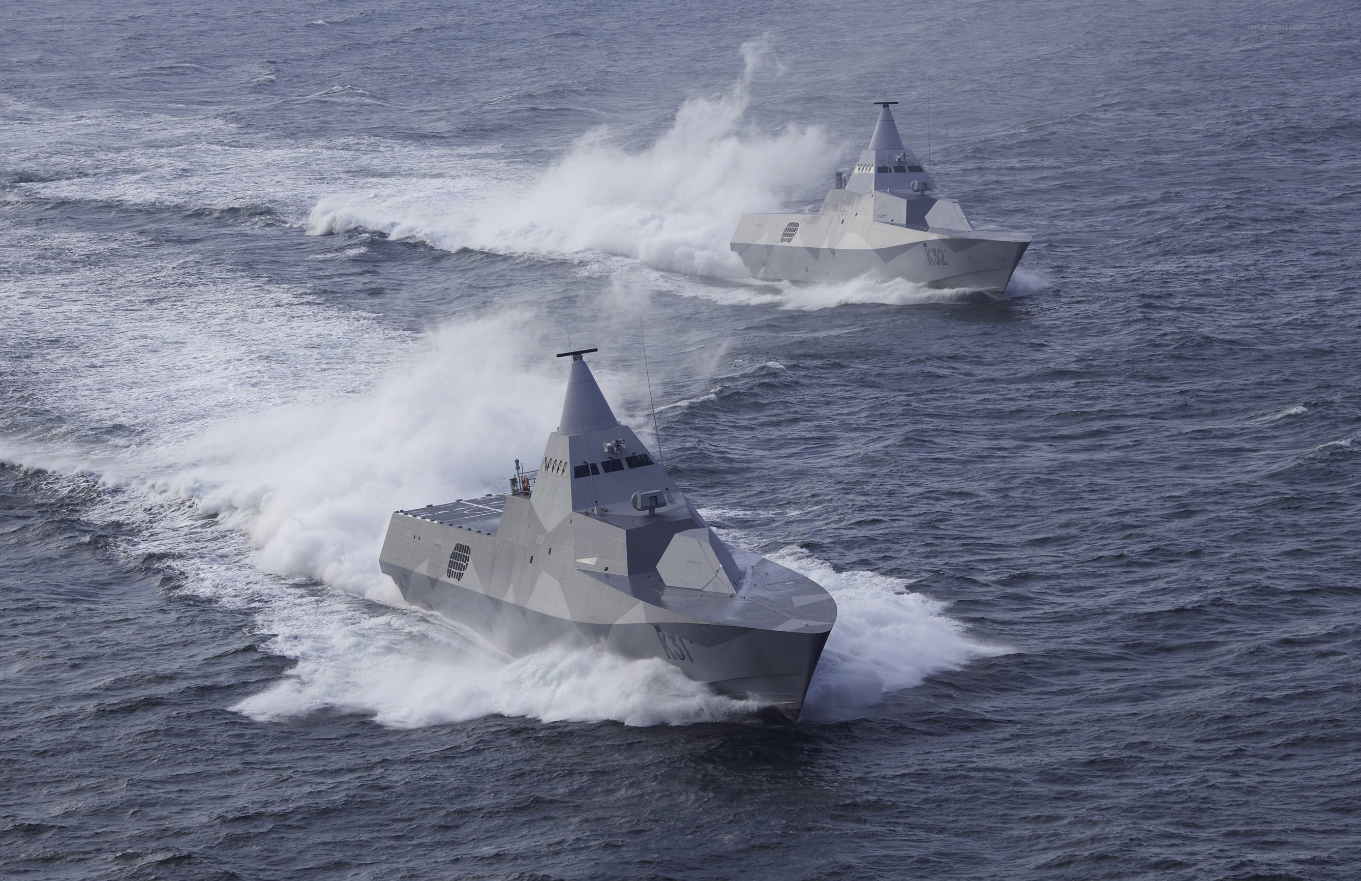 Naval vessels in formation