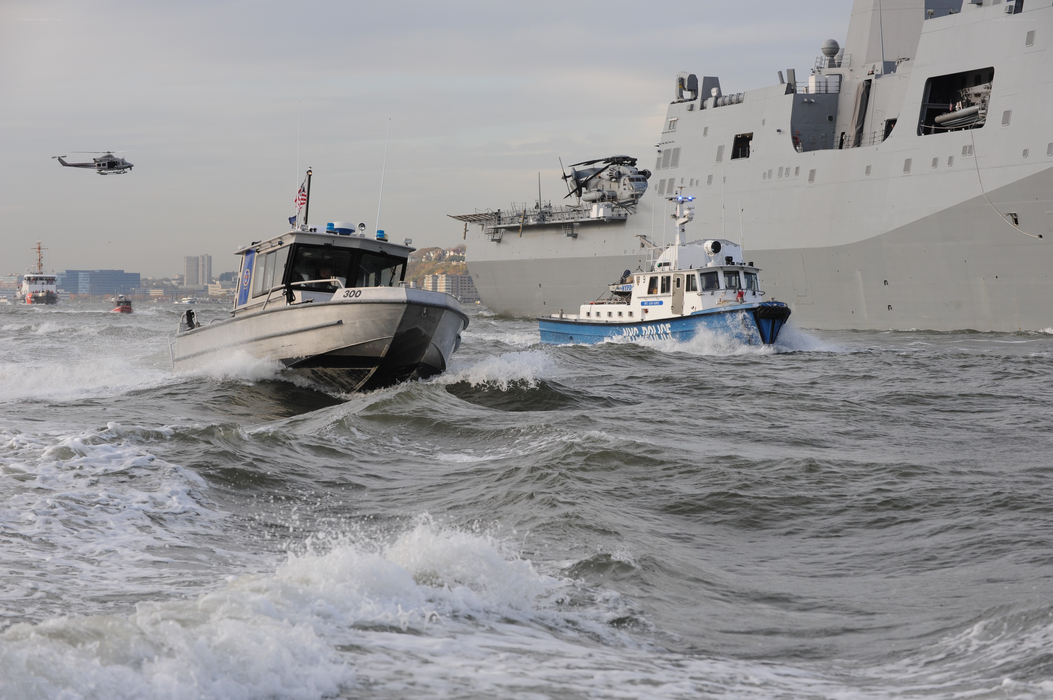Naval vessels in harbor