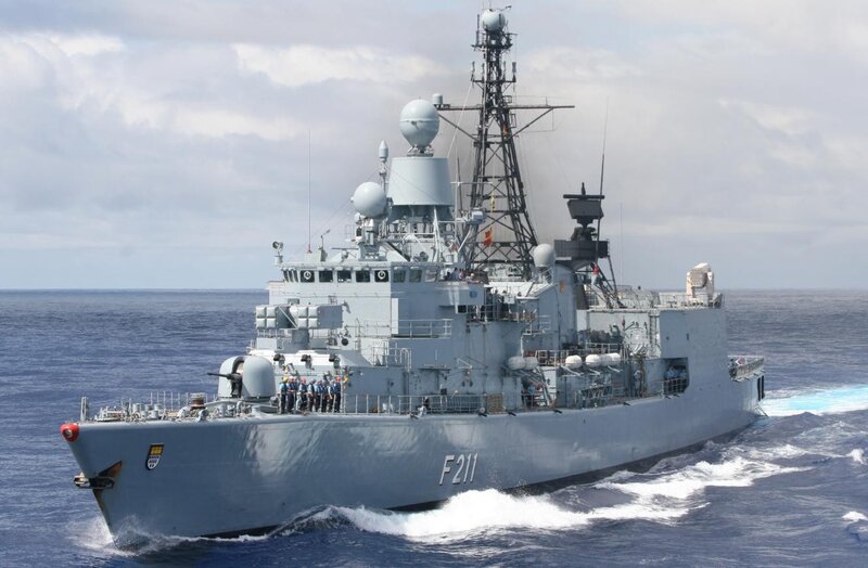 Naval warship at sea