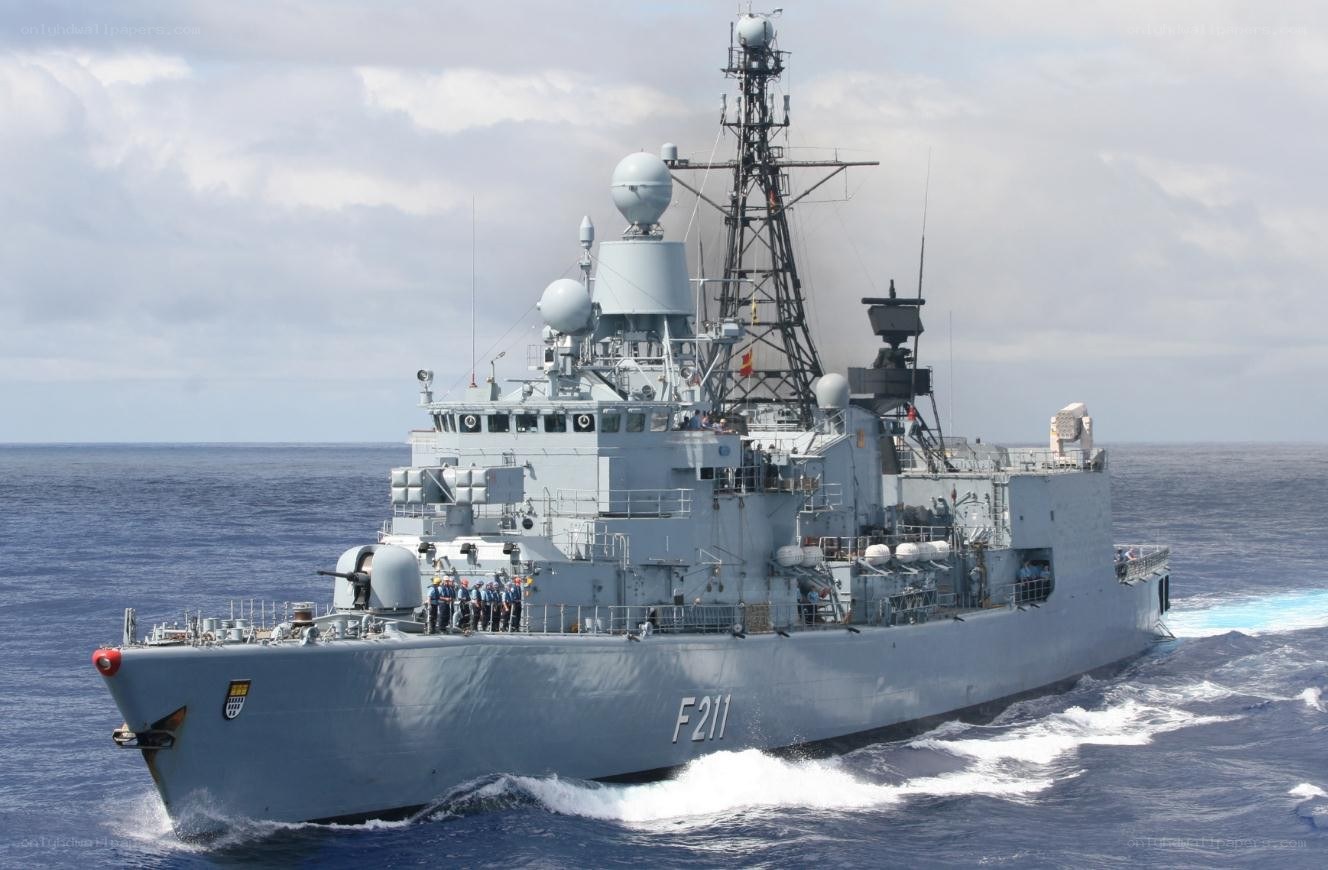 Naval warship at sea