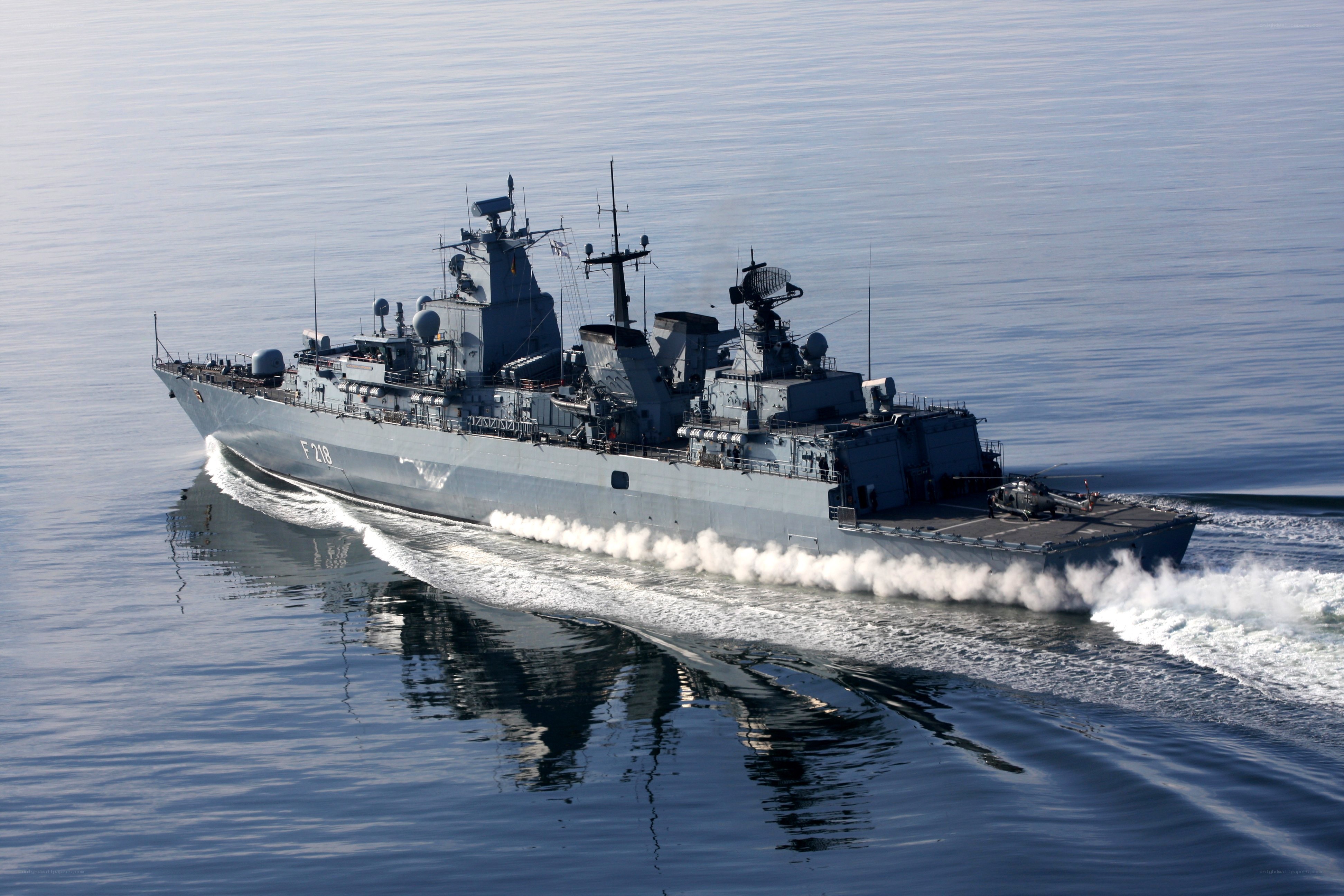 Naval warship at sea