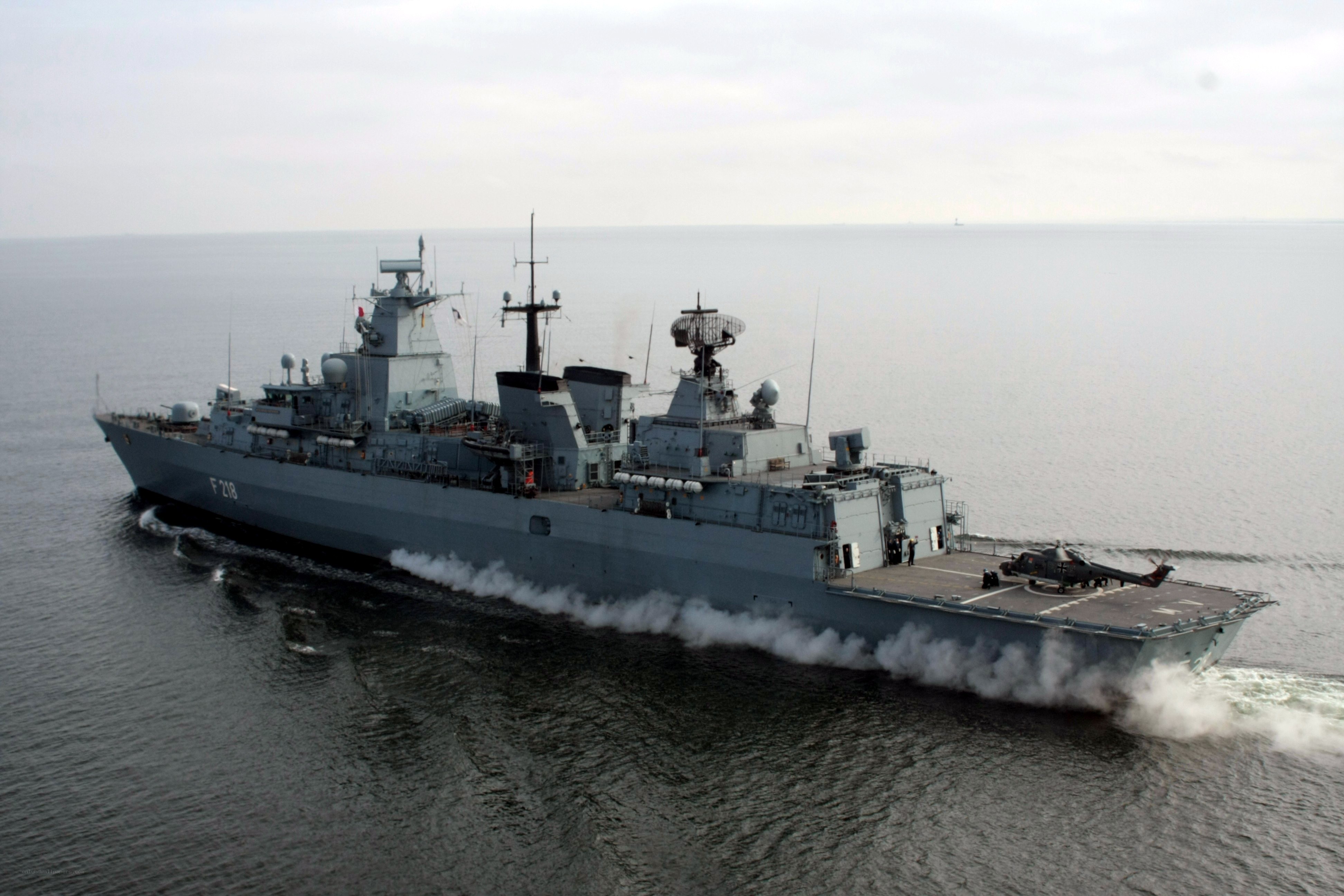 Naval warship at sea