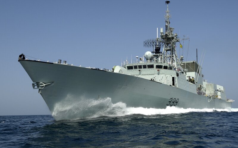 Naval Warship at Sea — Gray, Calm, Afternoon