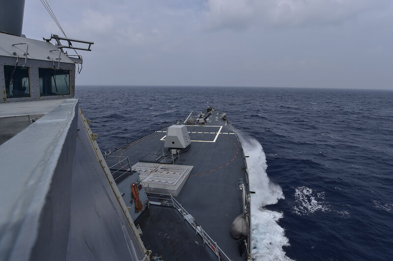 Naval Warship at Sea — Gray, Calm, Photograph