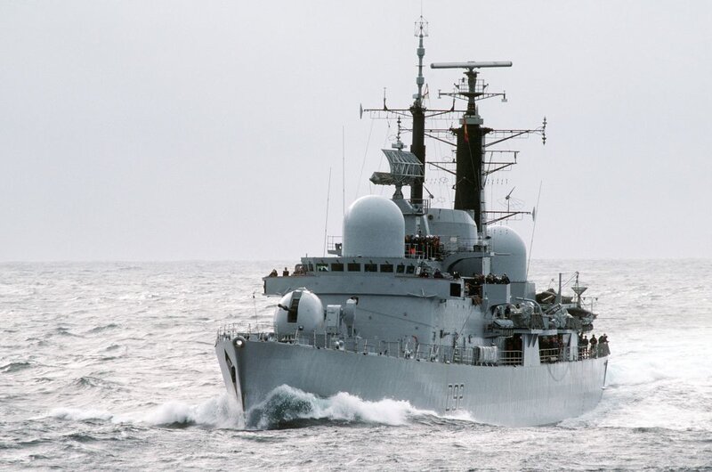 Naval Warship at Sea — Gray, Overcast